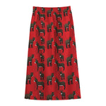 Cartoon Balearic Donkey Pattern Print Cotton Front Slit Maxi Skirt