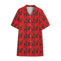 Cartoon Balearic Donkey Pattern Print Cotton Hawaiian Shirt