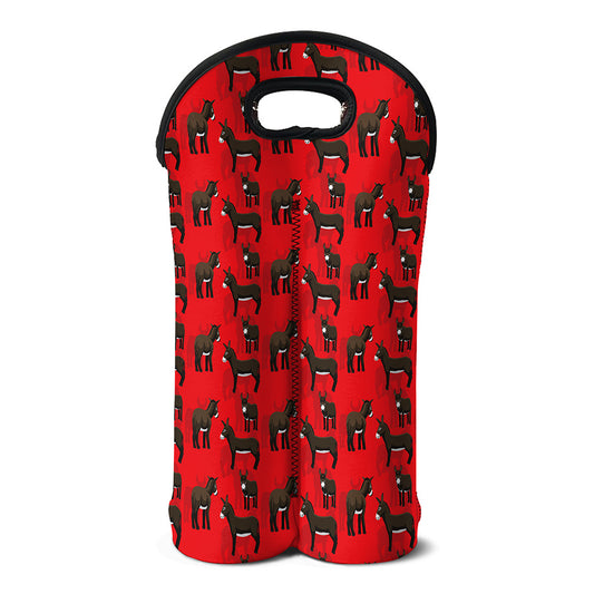 Cartoon Balearic Donkey Pattern Print Double Neoprene Wine Tote