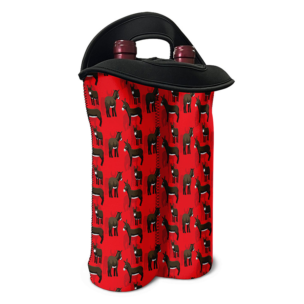 Cartoon Balearic Donkey Pattern Print Double Neoprene Wine Tote