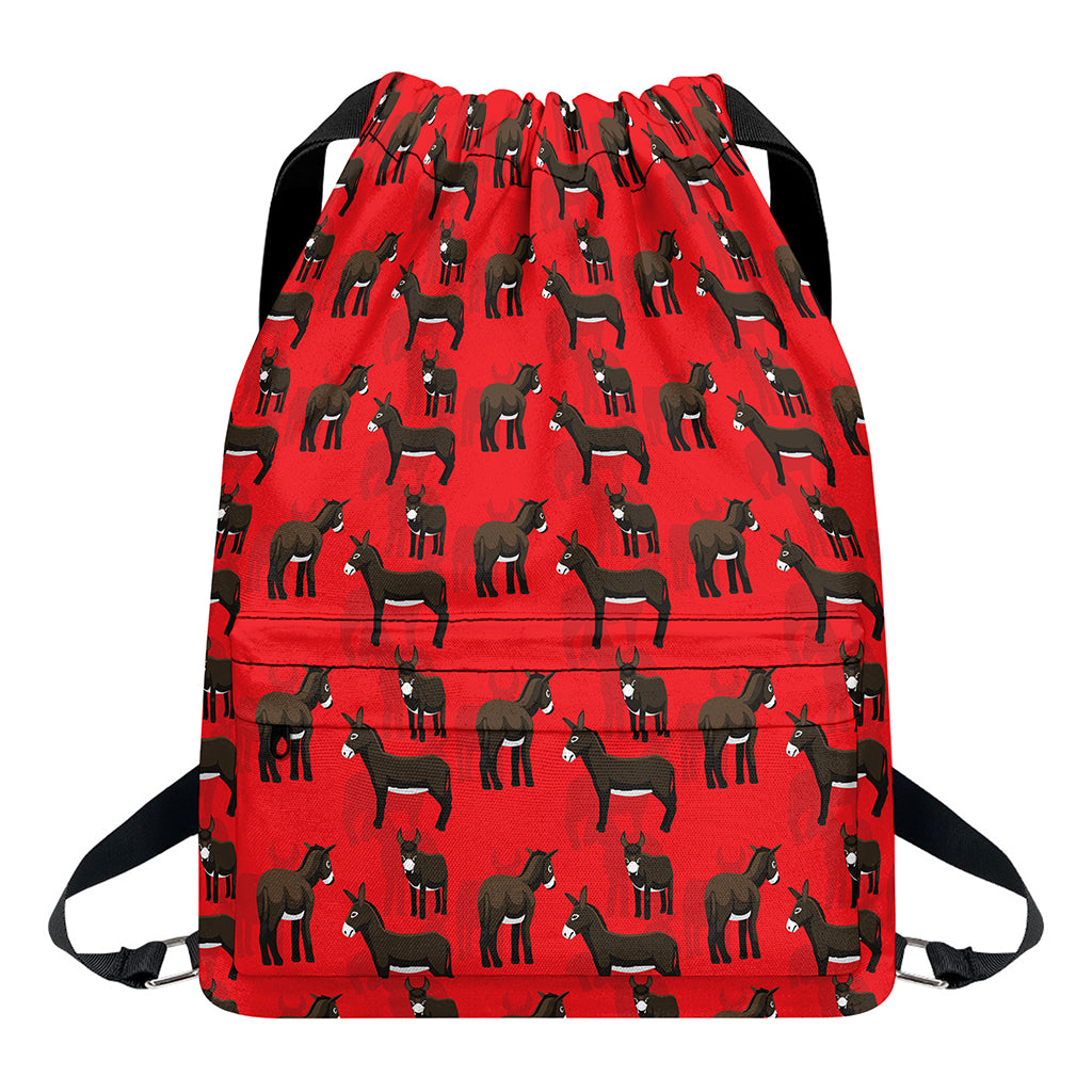 Cartoon Balearic Donkey Pattern Print Drawstring Backpack