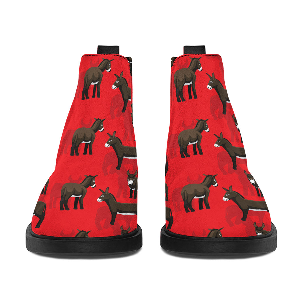 Cartoon Balearic Donkey Pattern Print Flat Ankle Boots