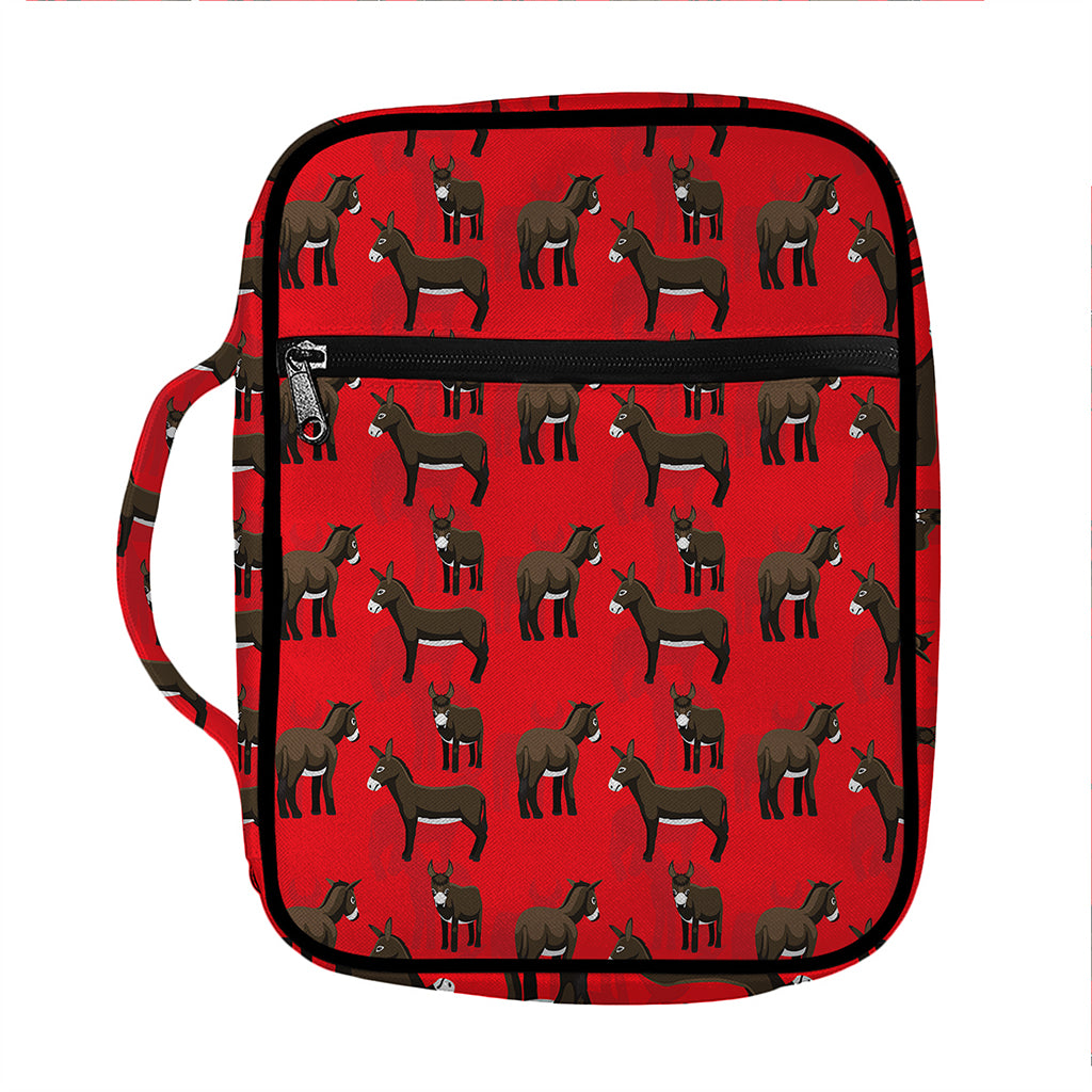 Cartoon Balearic Donkey Pattern Print Front Pocket Bible Bag