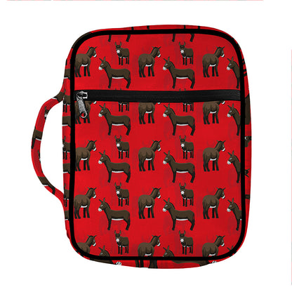 Cartoon Balearic Donkey Pattern Print Front Pocket Bible Bag
