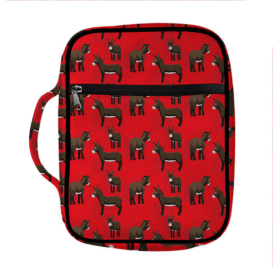 Cartoon Balearic Donkey Pattern Print Front Pocket Bible Bag