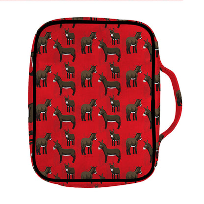 Cartoon Balearic Donkey Pattern Print Front Pocket Bible Bag