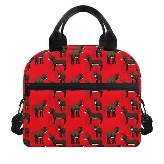 Cartoon Balearic Donkey Pattern Print Insulated Lunch Bag