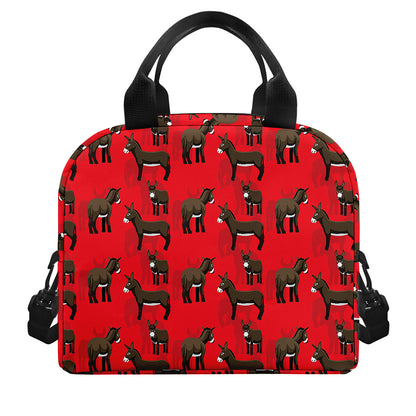 Cartoon Balearic Donkey Pattern Print Insulated Lunch Bag
