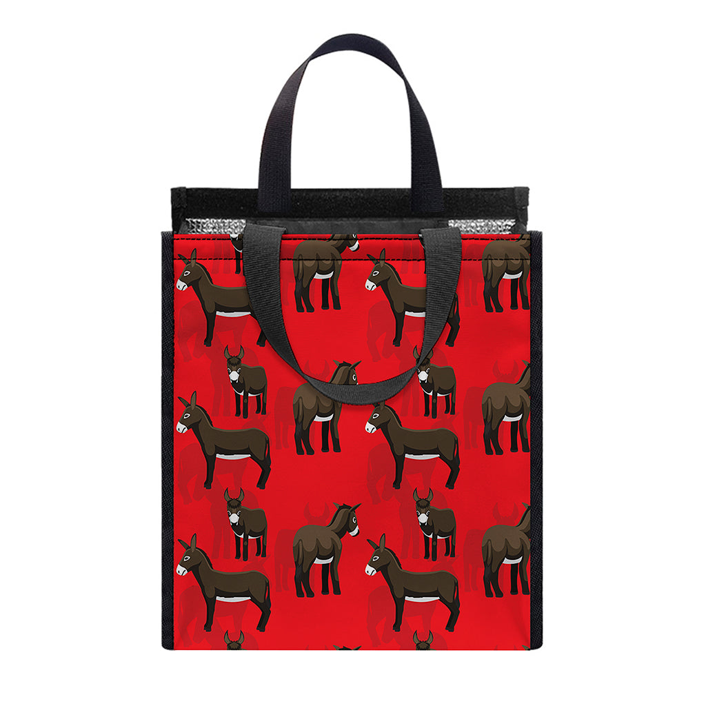 Cartoon Balearic Donkey Pattern Print Insulated Lunch Tote