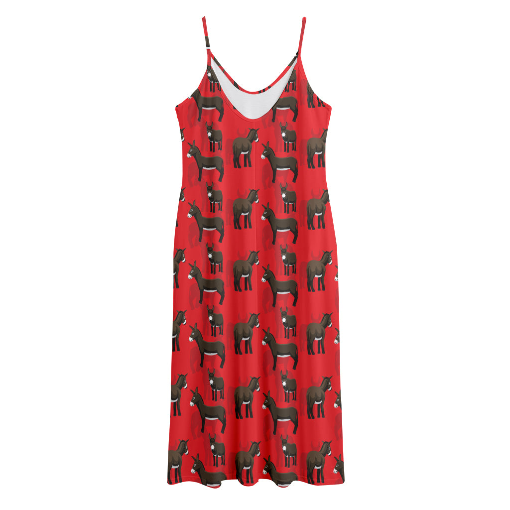 Cartoon Balearic Donkey Pattern Print Jersey Midi Cami Dress