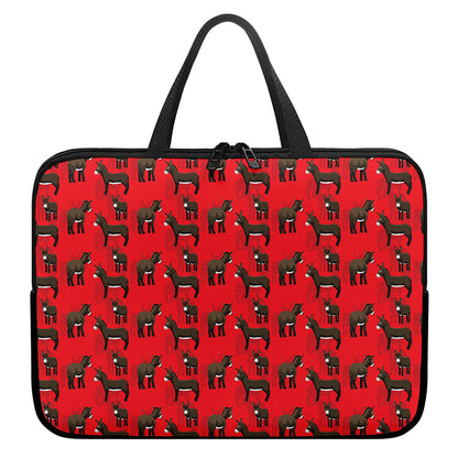 Cartoon Balearic Donkey Pattern Print Laptop Sleeve With Handle
