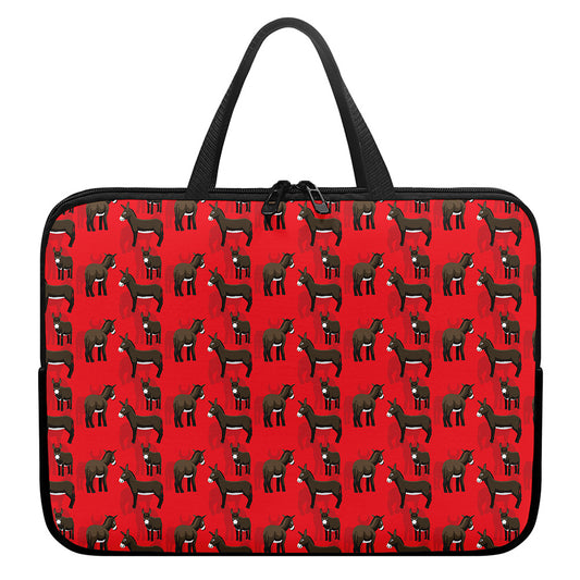 Cartoon Balearic Donkey Pattern Print Laptop Sleeve With Handle