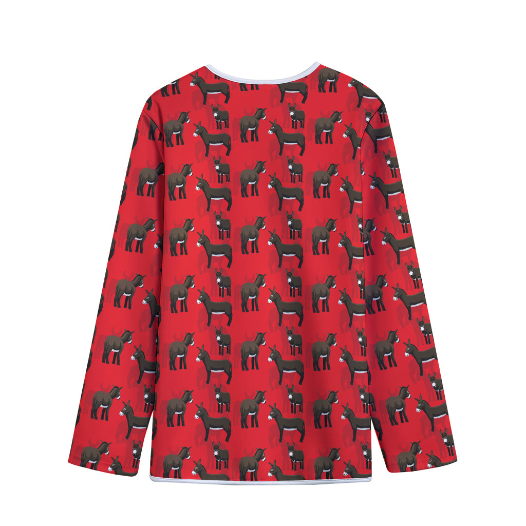 Cartoon Balearic Donkey Pattern Print Long Sleeve Short Coat