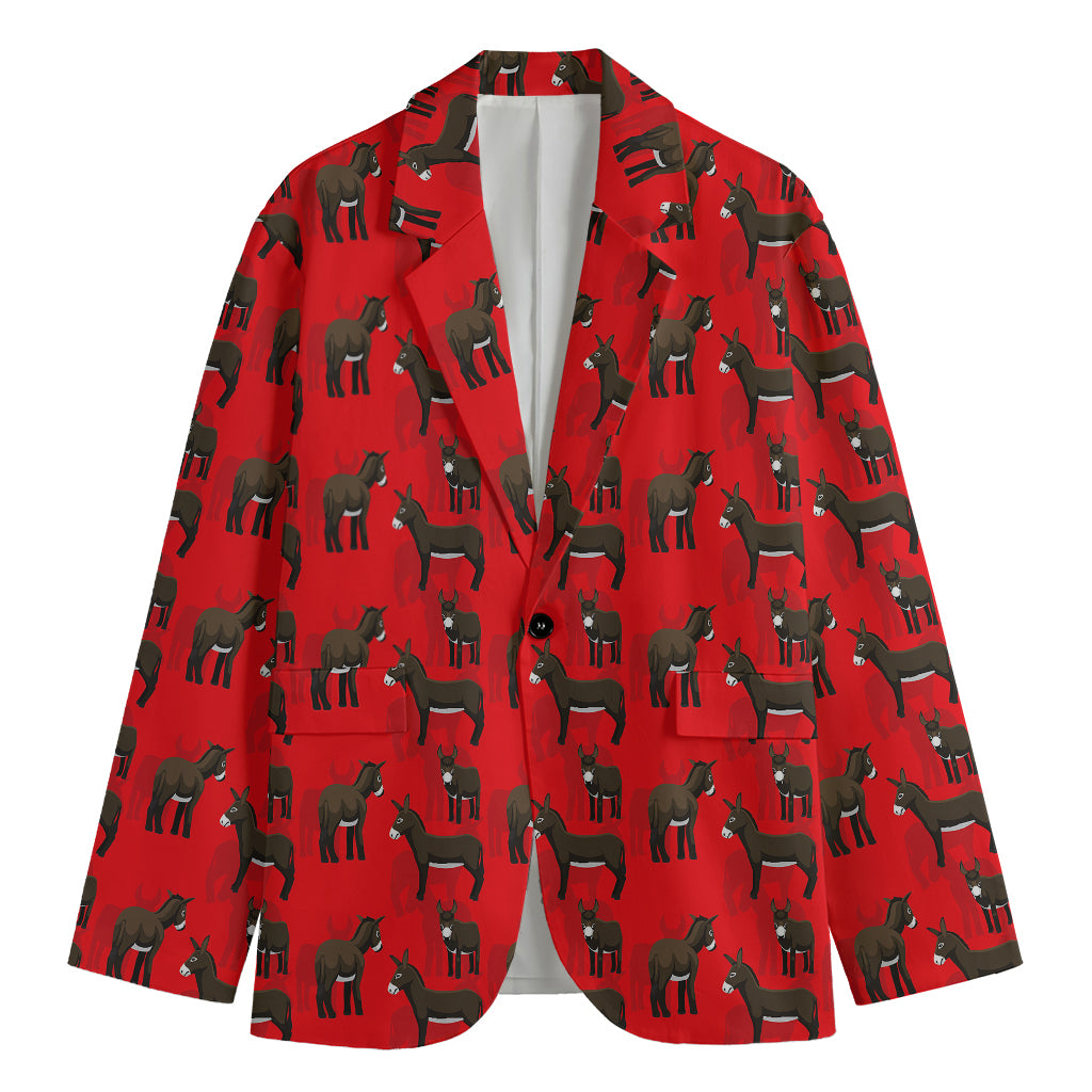 Cartoon Balearic Donkey Pattern Print Men's Blazer