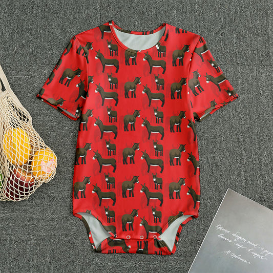 Cartoon Balearic Donkey Pattern Print Men's Bodysuit