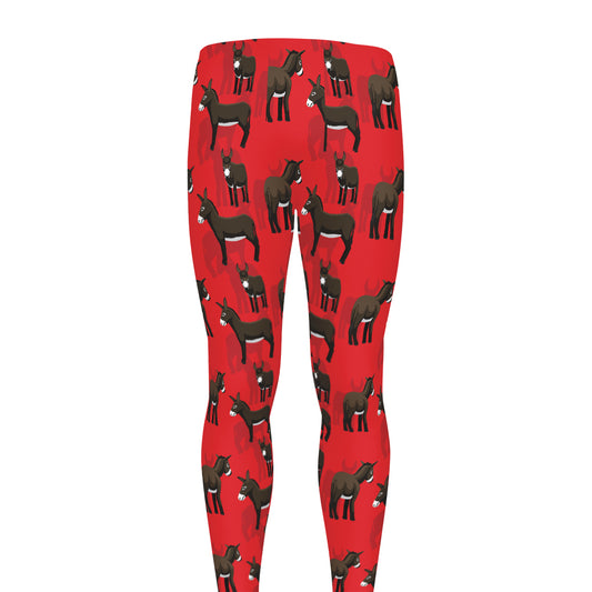 Cartoon Balearic Donkey Pattern Print Men's leggings