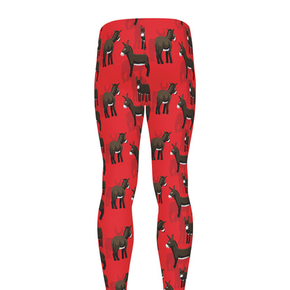 Cartoon Balearic Donkey Pattern Print Men's leggings