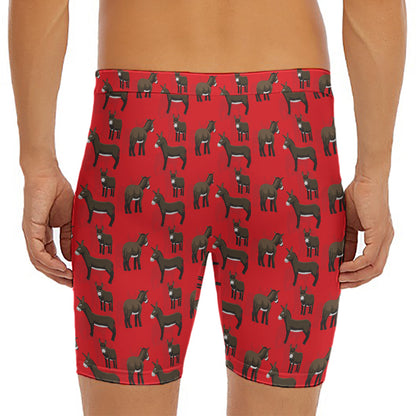 Cartoon Balearic Donkey Pattern Print Men's Long Boxer Briefs