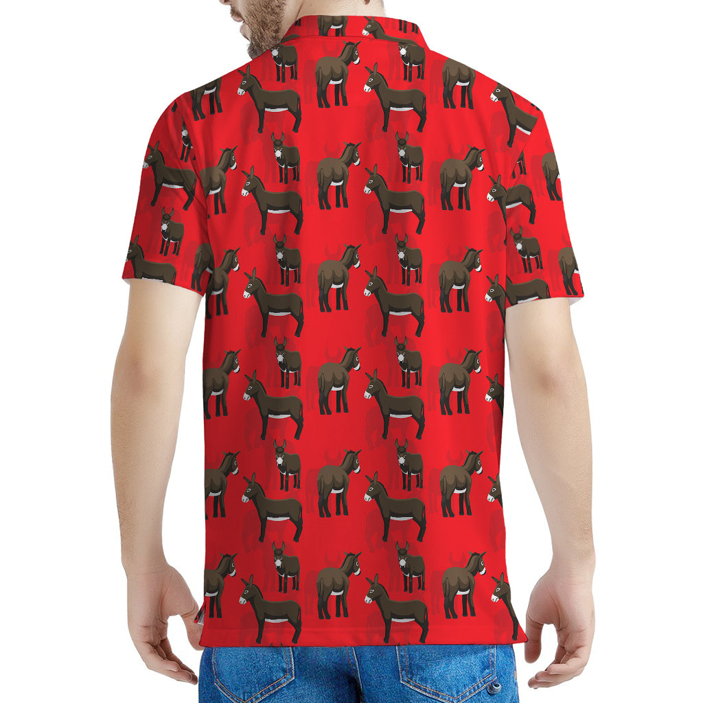 Cartoon Balearic Donkey Pattern Print Men's Polo Shirt