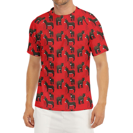 Cartoon Balearic Donkey Pattern Print Men's Short Sleeve Rash Guard
