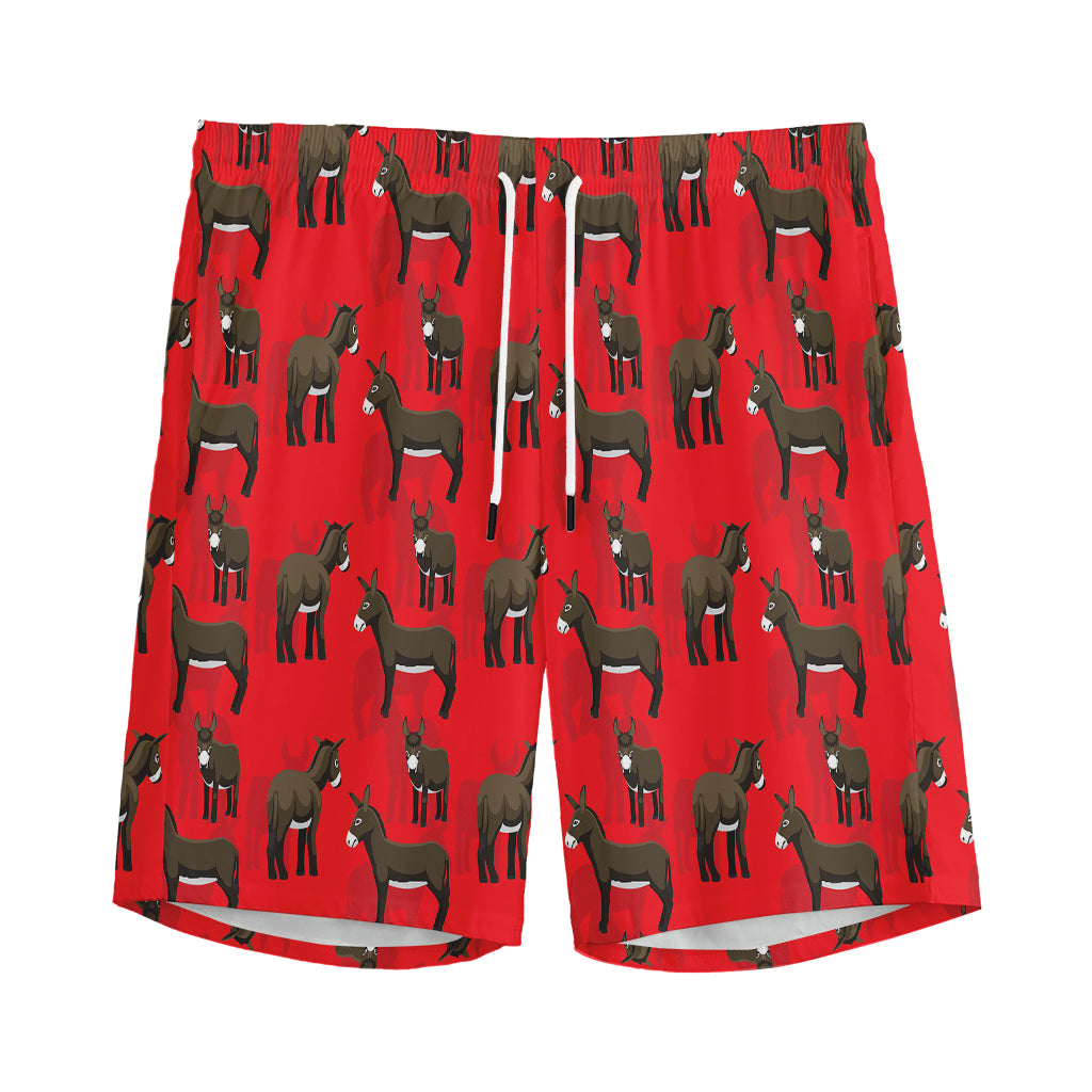 Cartoon Balearic Donkey Pattern Print Men's Sports Shorts