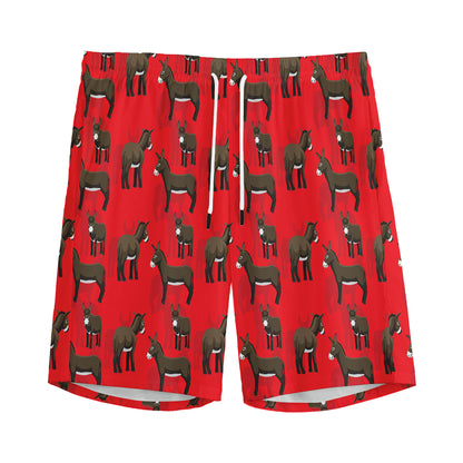 Cartoon Balearic Donkey Pattern Print Men's Sports Shorts