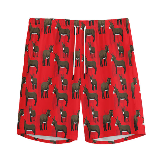 Cartoon Balearic Donkey Pattern Print Men's Sports Shorts