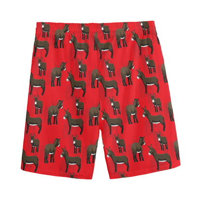 Cartoon Balearic Donkey Pattern Print Men's Sports Shorts