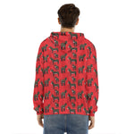 Cartoon Balearic Donkey Pattern Print Men's Velvet Pullover Hoodie