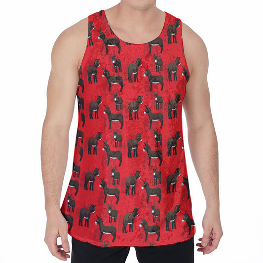 Cartoon Balearic Donkey Pattern Print Men's Velvet Tank Top