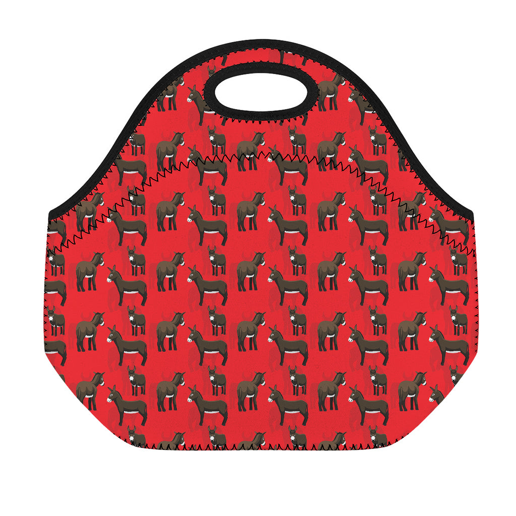 Cartoon Balearic Donkey Pattern Print Neoprene Lunch Bag
