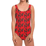 Cartoon Balearic Donkey Pattern Print One Piece Swimsuit