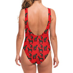 Cartoon Balearic Donkey Pattern Print One Piece Swimsuit