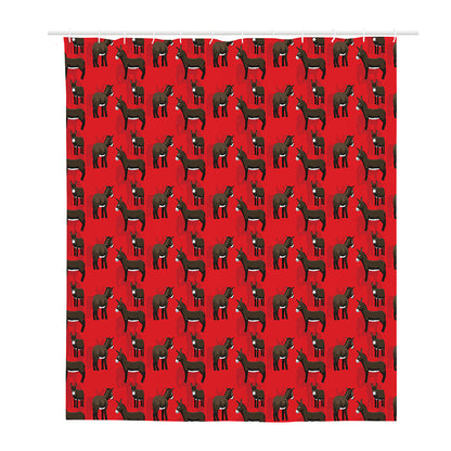 Cartoon Balearic Donkey Pattern Print Polyester Shower Curtain