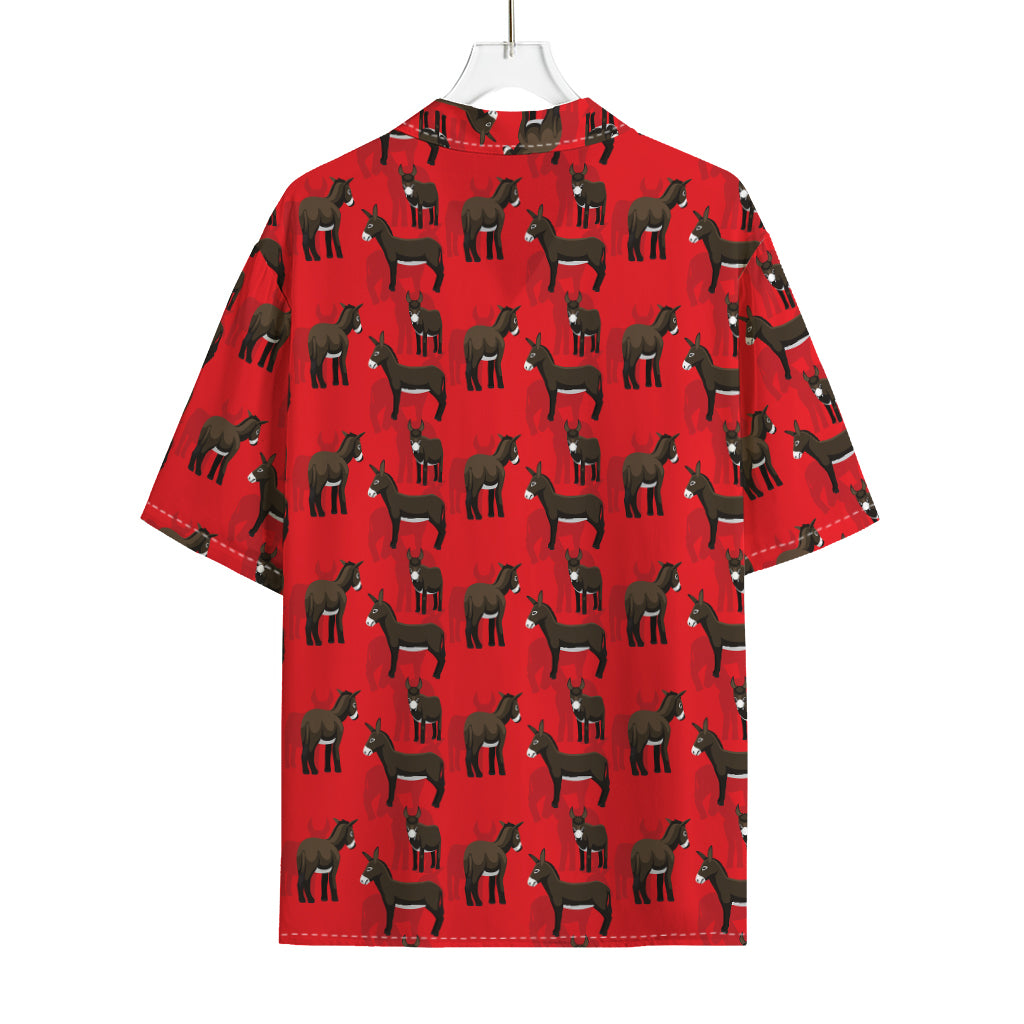 Cartoon Balearic Donkey Pattern Print Rayon Hawaiian Shirt
