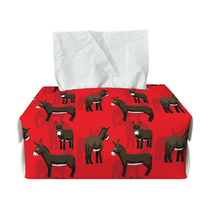 Cartoon Balearic Donkey Pattern Print Rectangle Tissue Box Cover