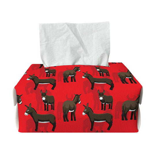 Cartoon Balearic Donkey Pattern Print Rectangle Tissue Box Cover