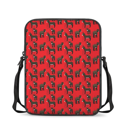 Cartoon Balearic Donkey Pattern Print Rectangular Crossbody Bag