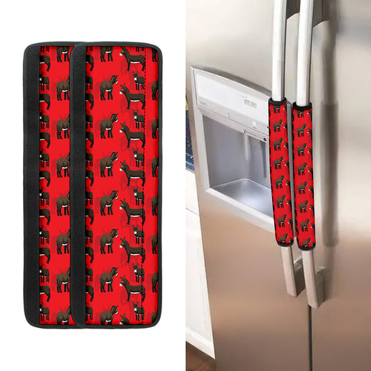 Cartoon Balearic Donkey Pattern Print Refrigerator Handle Covers