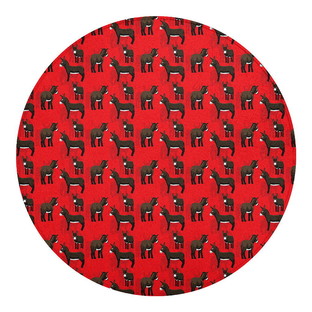 Cartoon Balearic Donkey Pattern Print Round Blanket