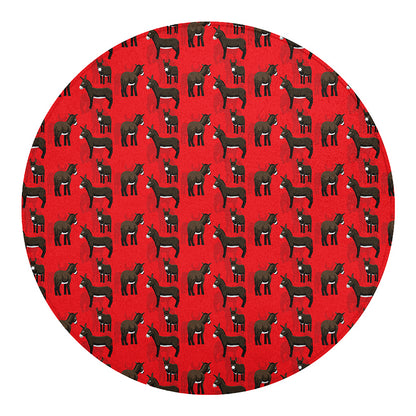Cartoon Balearic Donkey Pattern Print Round Blanket