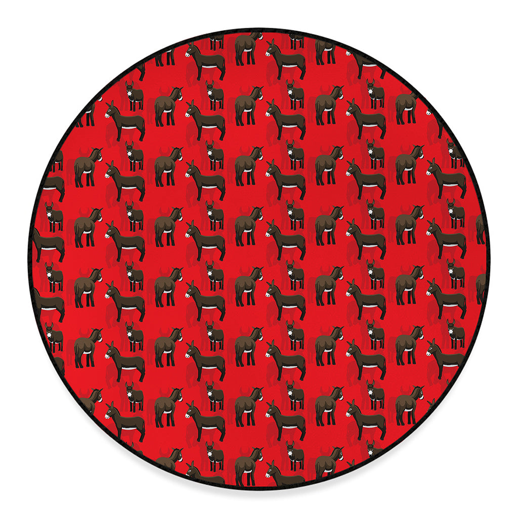 Cartoon Balearic Donkey Pattern Print Round Floor Mat