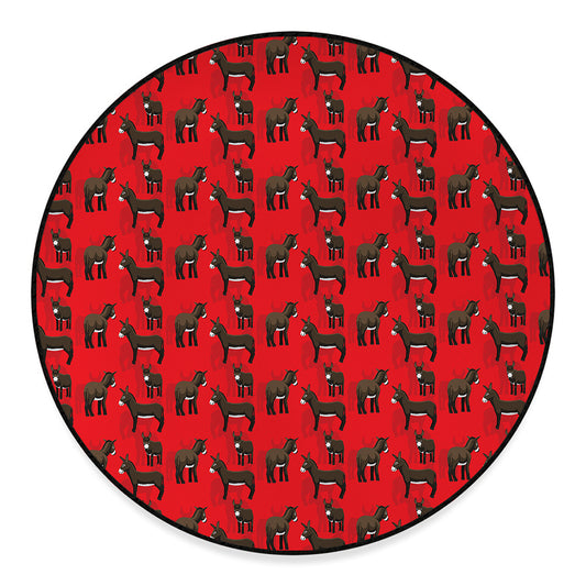 Cartoon Balearic Donkey Pattern Print Round Floor Mat