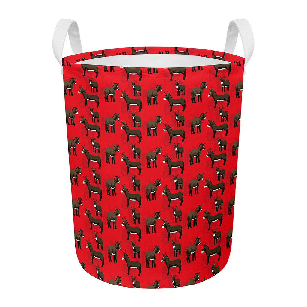 Cartoon Balearic Donkey Pattern Print Round Laundry Basket