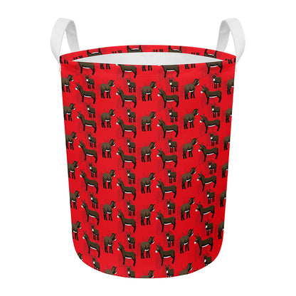 Cartoon Balearic Donkey Pattern Print Round Laundry Basket