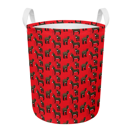 Cartoon Balearic Donkey Pattern Print Round Laundry Basket