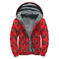 Cartoon Balearic Donkey Pattern Print Sherpa Lined Zip Up Hoodie