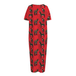 Cartoon Balearic Donkey Pattern Print Short Sleeve Long Nightdress