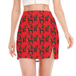 Cartoon Balearic Donkey Pattern Print Side Slit Mini Skirt