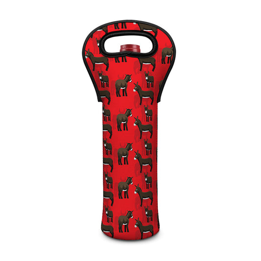 Cartoon Balearic Donkey Pattern Print Single Neoprene Wine Tote